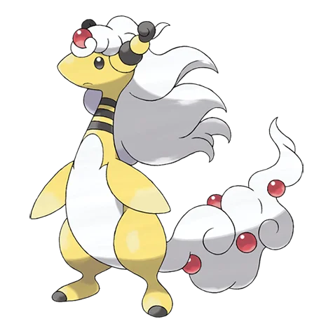 Ampharos #10045 official artwork - electric/dragon type Pokemon