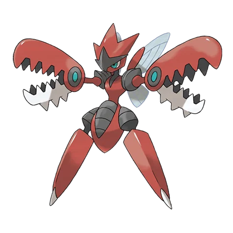Scizor #10046 official artwork - bug/steel type Pokemon