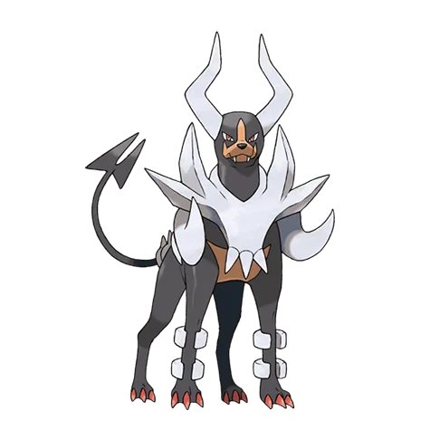 黑鲁加 #10048 official artwork - dark/fire type Pokemon