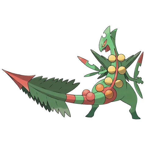 Sceptile #10065 official artwork - grass/dragon type Pokemon