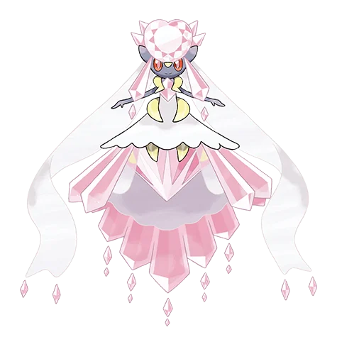 Diancie #10075 official artwork - rock/fairy type Pokemon