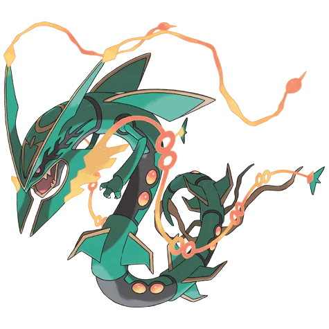 烈空坐 #10079 official artwork - dragon/flying type Pokemon