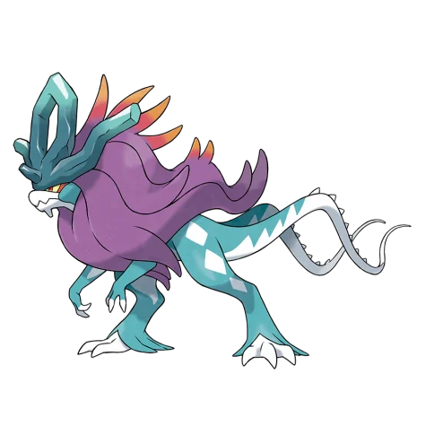 굽이치는물결 #1009 official artwork - water/dragon type Pokemon