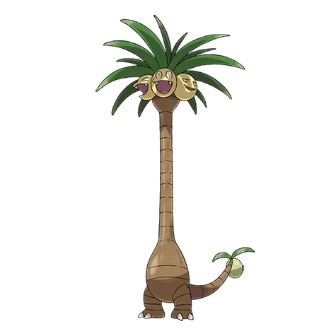 椰蛋树 #10114 official artwork - grass/dragon type Pokemon