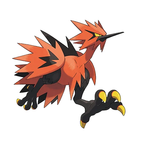 閃電鳥 #10170 official artwork - fighting/flying type Pokemon