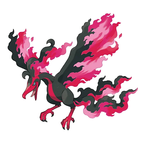 火焰鳥 #10171 official artwork - dark/flying type Pokemon