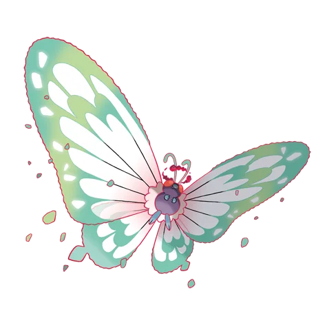 巴大蝶 #10198 official artwork - bug/flying type Pokemon