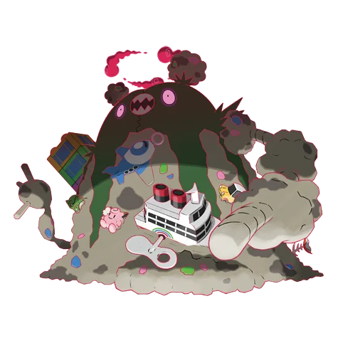 灰尘山 #10207 official artwork - poison type Pokemon