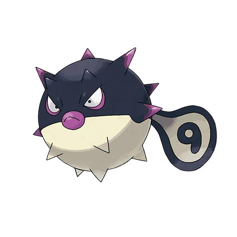 千针鱼 #10234 official artwork - dark/poison type Pokemon