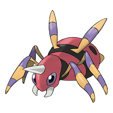 Ariados #168 official artwork - bug/poison type Pokemon