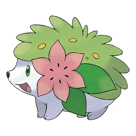 Shaymin #492 official artwork - grass type Pokemon