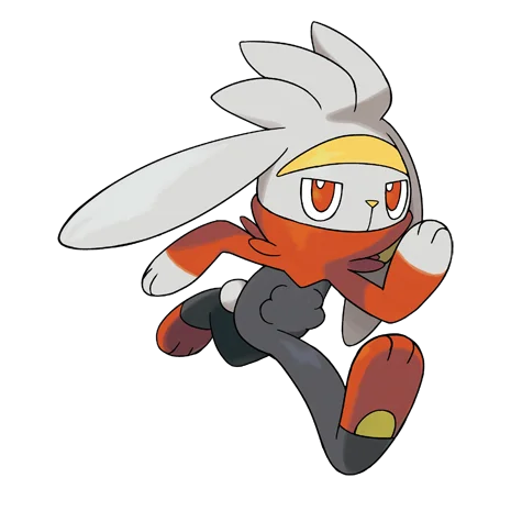 래비풋 #814 official artwork - fire type Pokemon