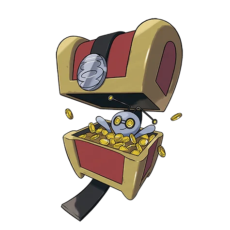 Gimmighoul #999 official artwork - ghost type Pokemon